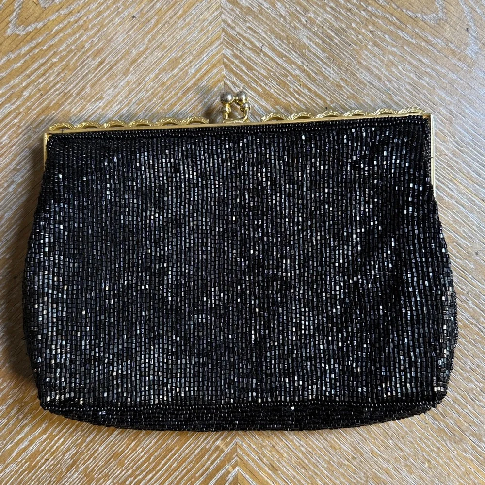 Elegant Black Beaded Clutch